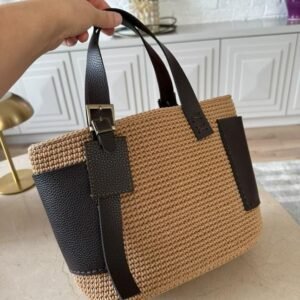 Handmade Crochet Buckle Tote Bag