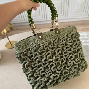 Handmade Crochet Textured Ruffle Bag