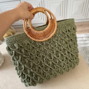Handmade Crochet Wavy Tote Bag