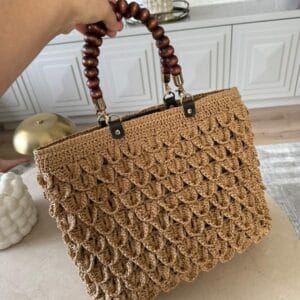 Handmade Crochet Wavy Tote Bag