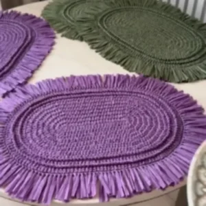 Oval Woven Table Placemat with Fringes