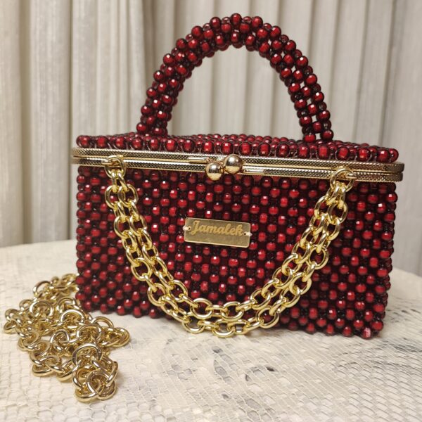 ruby pomegranate bead artisan handbag